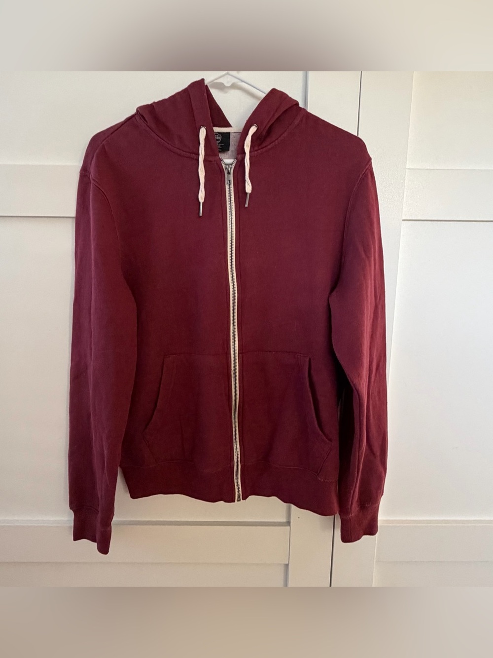 True Classic Maroon Zip-Up Hoodie with Drawstring